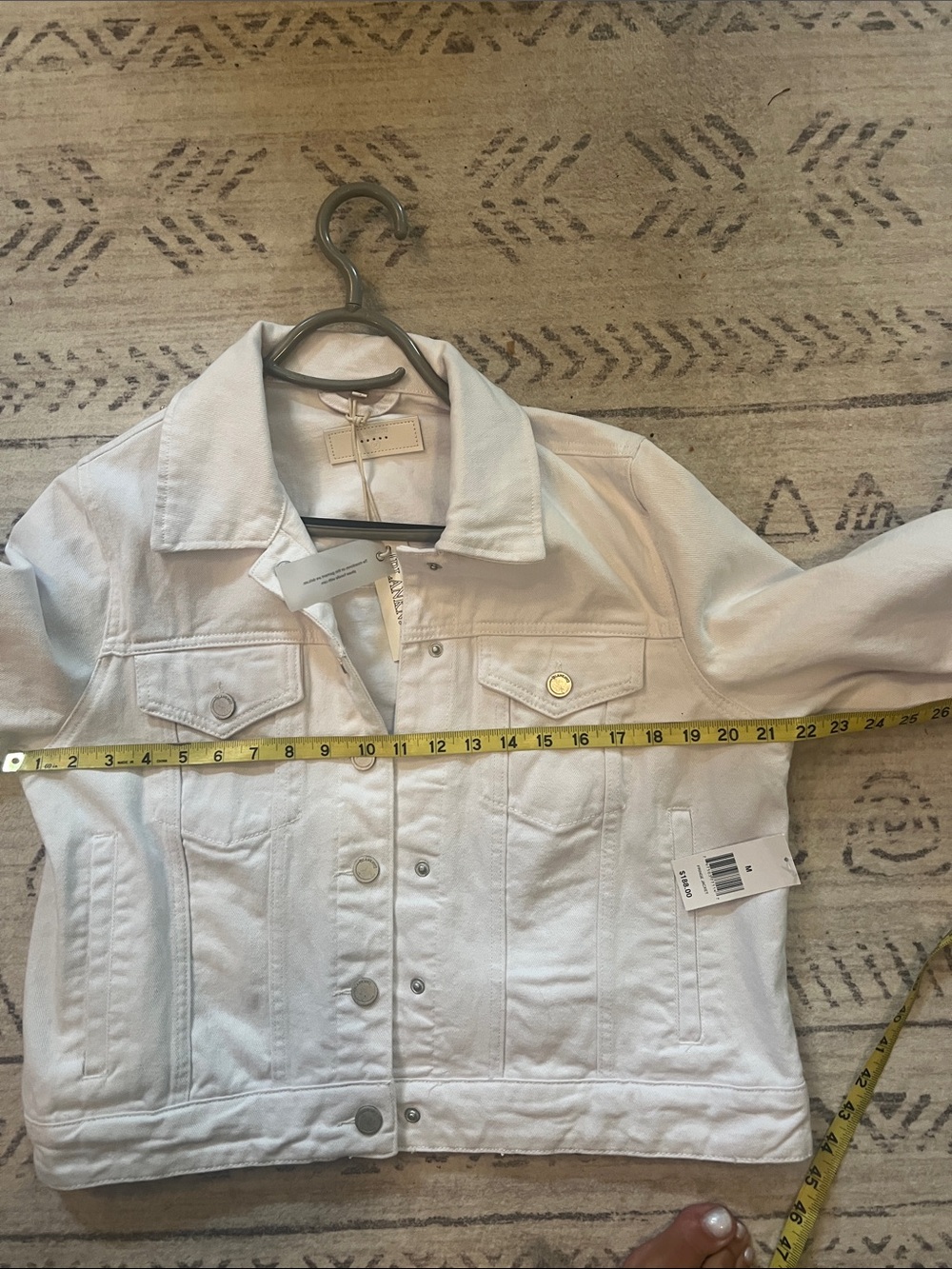 Blank NYC White Women's Denim Jacket with Rhinestone Sleeve Detail - Picture 6 of 9